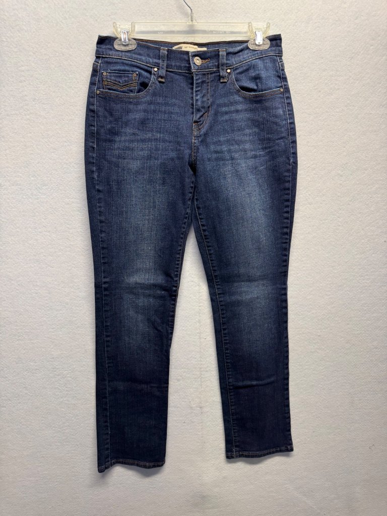 Levis 505 Straight Leg Jeans Dark Wash Denim 98% Cotton 2% Elastane Womens 14